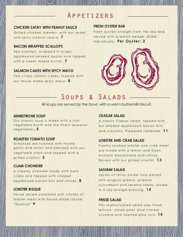 Lobster Claw Menu