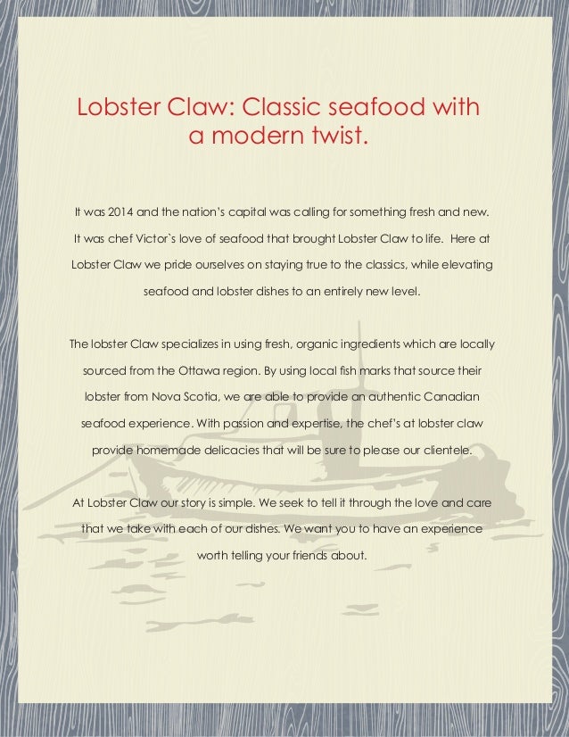 Lobster Claw Menu