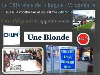  Aussi, la vocabulaire utilise est très différente
 