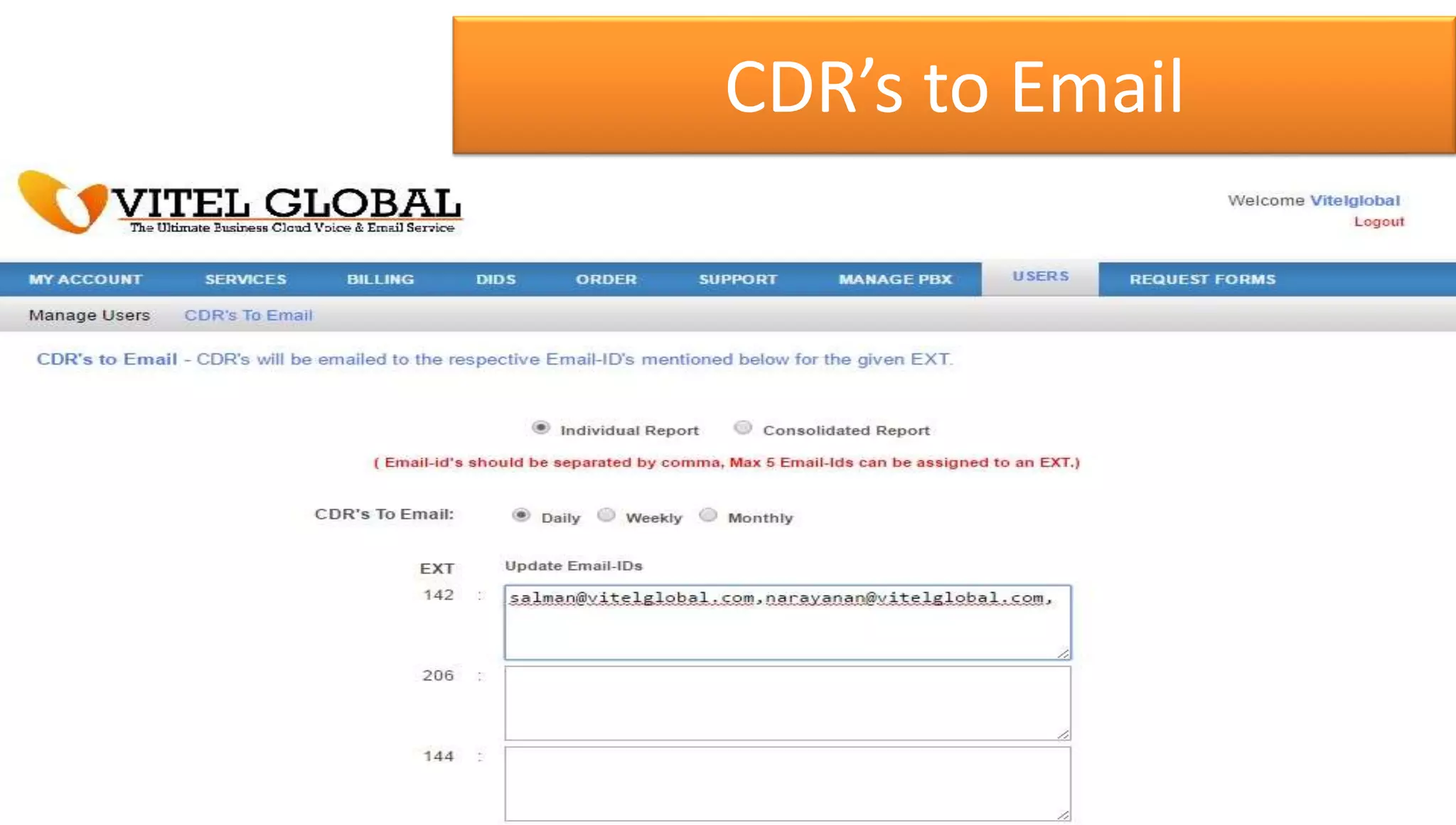 CDR’s to Email
 