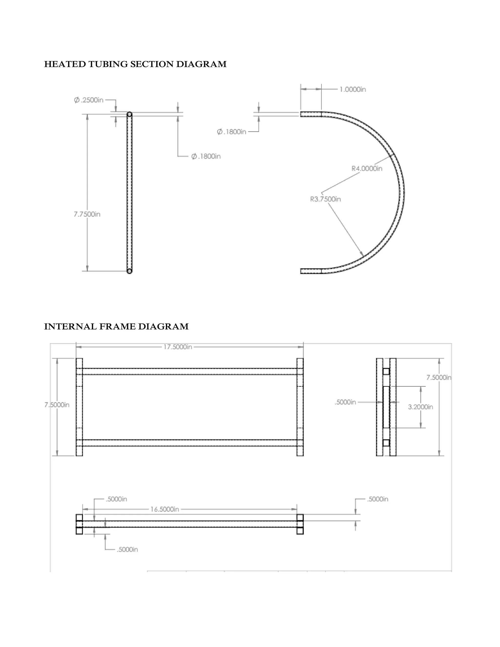 HEATED TUBING SECTION DIAGRAM
INTERNAL FRAME DIAGRAM
 