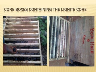 CORE BOXES CONTAINING THE LIGNITE CORE
 