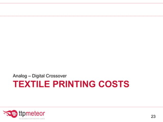 TEXTILE PRINTING COSTS
Analog – Digital Crossover
23
 