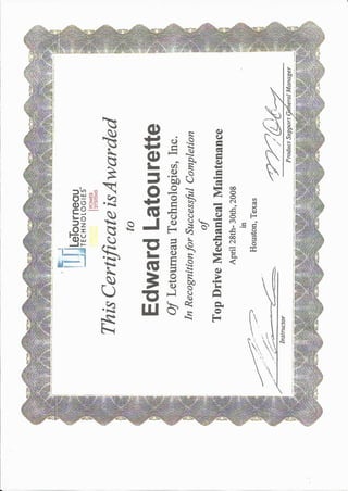 LTI TD Mechanical Certificate