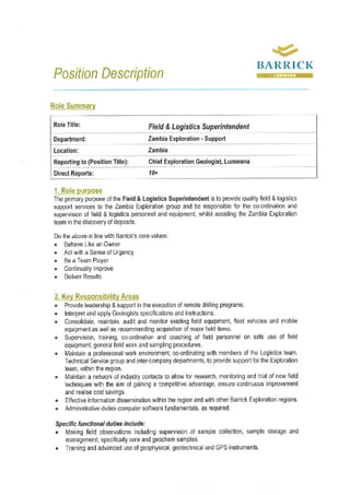 Position Description Logistics Super