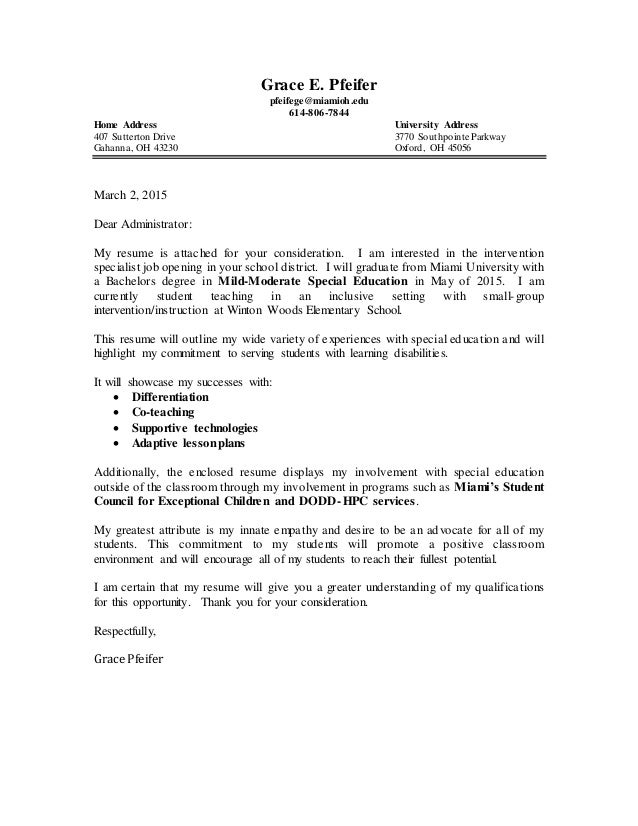 special education administrator cover letter