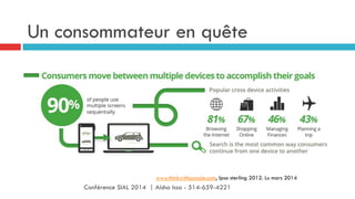 Un consommateur en quête
www.thinkwithgoogle.com, Ipso sterling 2012. Lu mars 2014
Conférence SIAL 2014 | Aisha Issa - 514-659-4221
 