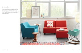 47Product Solutions for Group Work
Swoop
™
Lounge Furniture
Designed by Brian Kane
Swoop in and connect with others. Sit, sprawl, lie down. Throw
your leg over a chair arm while you work, talk, or just relax.
Traditional lounge furniture inhibits movement. Swoop encourages
it. A modular system that lets you position a table or ottoman here
or there, wherever it works best at the moment, Swoop takes the
edge off lounge furniture.
Eames Walnut Stools, pg 20
 