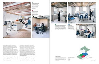 <
<
<
Turbo Studios
Hub SeattleConcept A
<
<
13Customer Profile
A multifunctional
WORKSHOP can host the
entire TURBO team for
collaborative sessions.
Reconfigurable furniture
allows the space to support
a variety of modes of work.
On the business development side, work
is less about being in the zone for long
stretches of time and more about juggling
a variety of different activities. This Renew
Sit-To-Stand Table in a HAVEN supports a
healthy range of motion throughout the day.
TURBO LANDSCAPE
TURBO worked with Herman Miller to create an
office landscape that facilitates communication
while providing settings where individuals
or groups can retreat for private phone calls
or conversations.
Modes of Work Supported
Chat
Converse
Co-Create
Huddle
HIVE
HAVEN
COVE
WORKSHOP
“But what happens when you have a group of
companies and a group of people in the same
space? They obviously start doing similar things.
We wanted to break out from that.”
The bold choice of location is fitting, considering
the studio’s ambitious first project. Their concept
leverages the mobile platform that has made casual
gamers of practically anyone with a smartphone or
tablet and uses it to deliver a deeper experience,
designed to engage the core gaming community.
“Our mission is not to make games that gamers look
at and say, ‘That’s pretty good for a mobile game,’”
said Laurino, who leads TURBO’s production and
development efforts. “We want to make games that
will make gamers say, ‘That is an awesome game’—
regardless of the platform.”
Laurino and Ishii assembled their dream team of
game designers and developers to launch TURBO,
successfully luring talent from more established
companies, such as Nintendo®
and Zynga®
, thanks to
a recruiting pitch built on passion and place.
“Games are like music or movies,” Laurino said. “To
make great stuff is a passionate endeavor, and we
want people who are passionate about it. If you have
people in the mix who aren’t passionate about it—
especially at a small studio—that can really drag the
whole enterprise down.”
As the TURBO team began coming together, the
studio’s location in DUMBO became a screening tool,
weeding out the more risk-averse candidates they
pursued. While half of those who were recruited
didn’t want to leave the West Coast, the other half
Upstairs in the loft, a HIVE
of workspaces outfitted
with Embody chairs
supports the development
team. On the main floor,
business development
and administration has a
similar setup.
Set apart from the flow
of traffic but near the
kitchenette, this COVE
hosts short meetings or
doubles as a break area.
 