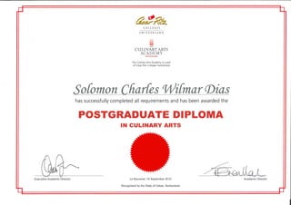 Postgraduate Diploma in Culinary Arts