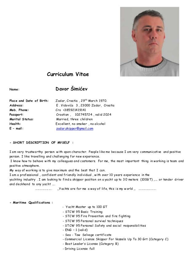 Curriculum vitae skipper picture