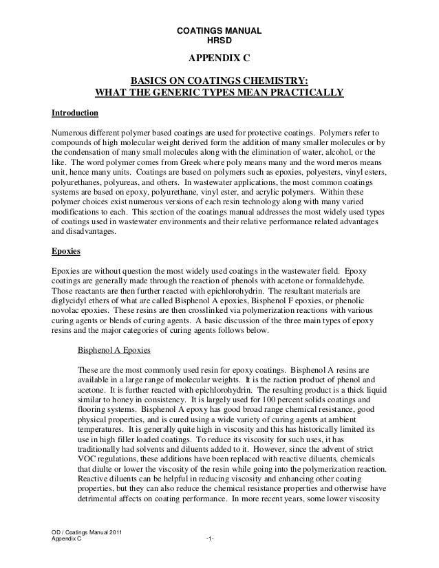 BASICS ON COATINGS CHEMISTRY