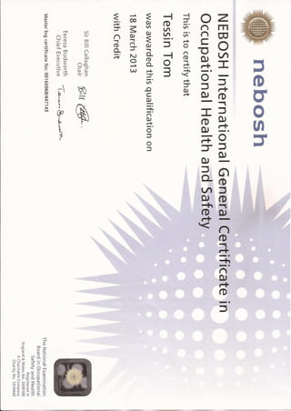 NEBOSH IGC Certificate
