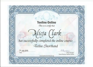 Teeline Certificate 7.7.15 pdf