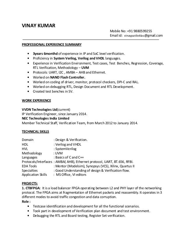 resume verification engineer resumes