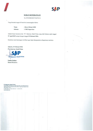 Referensi kerja PT SAP