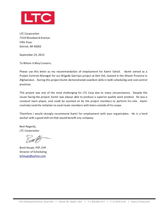Recommendation Letter For Ltc Recommendation Letter For Ltc