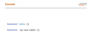 Example
#content table {}
#content .my-new-table {}
 
