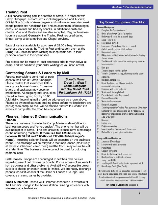 bsa camping list