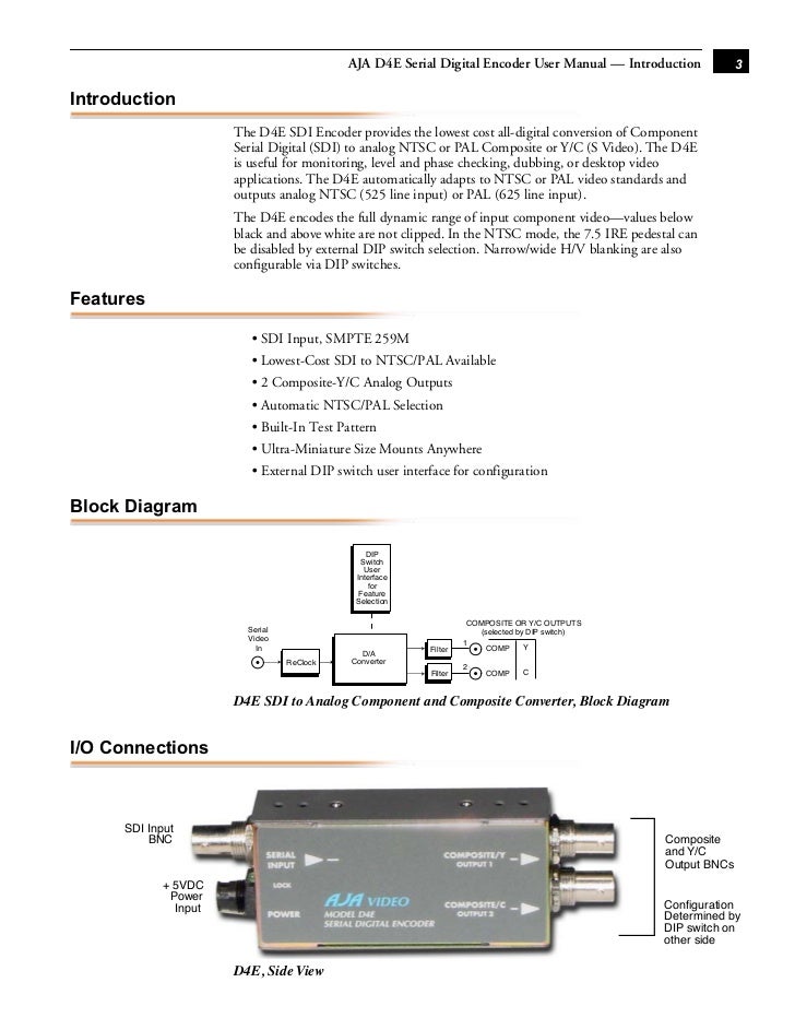 AJA D4E Serial Digital Encoder SDI to Composite Video Converter Analog 