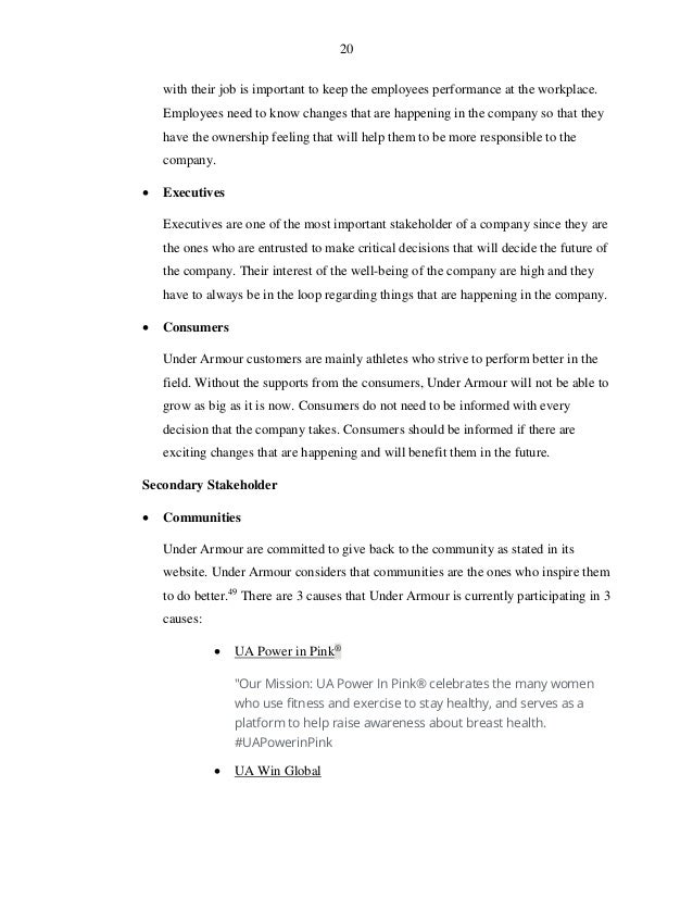 under armour vision and mission statement