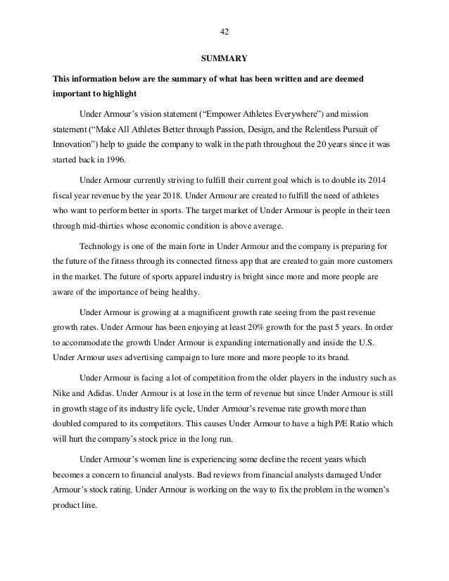 under armour vision and mission statement