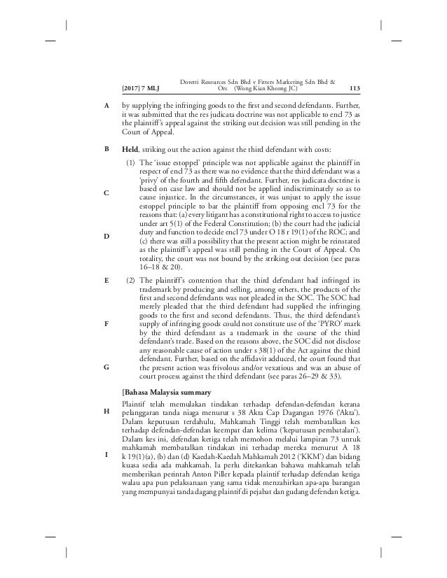 Doretti Resources Sdn Bhd V Fitters Marketin