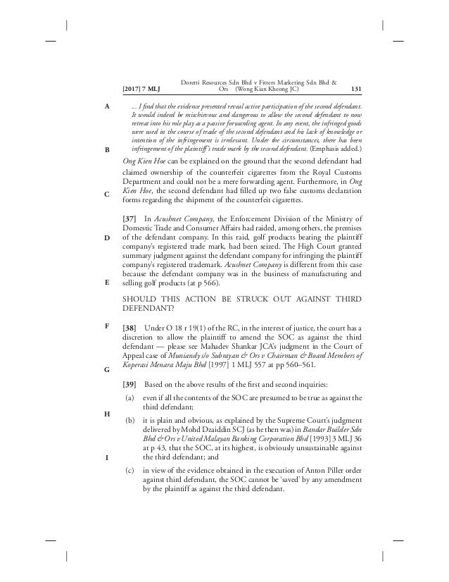 Doretti Resources Sdn Bhd V Fitters Marketin