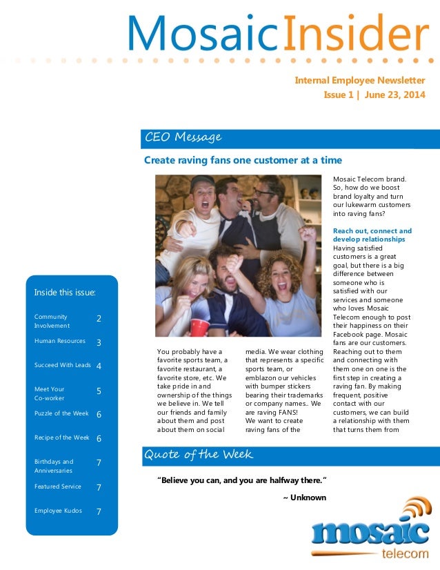 mosaic insider internal newsletter 6202014 internal news letter