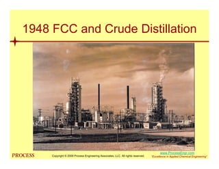 mol`bpp “Excellence in Applied Chemical Engineering”
1948 FCC and Crude Distillation
Copyright © 2009 Process Engineering Associates, LLC. All rights reserved.
www.ProcessEngr.com
 