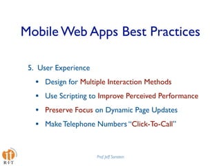 Mobile Web Apps Best Practices Presentation at Design4Mobile 2009