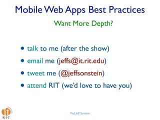Mobile Web Apps Best Practices Presentation at Design4Mobile 2009