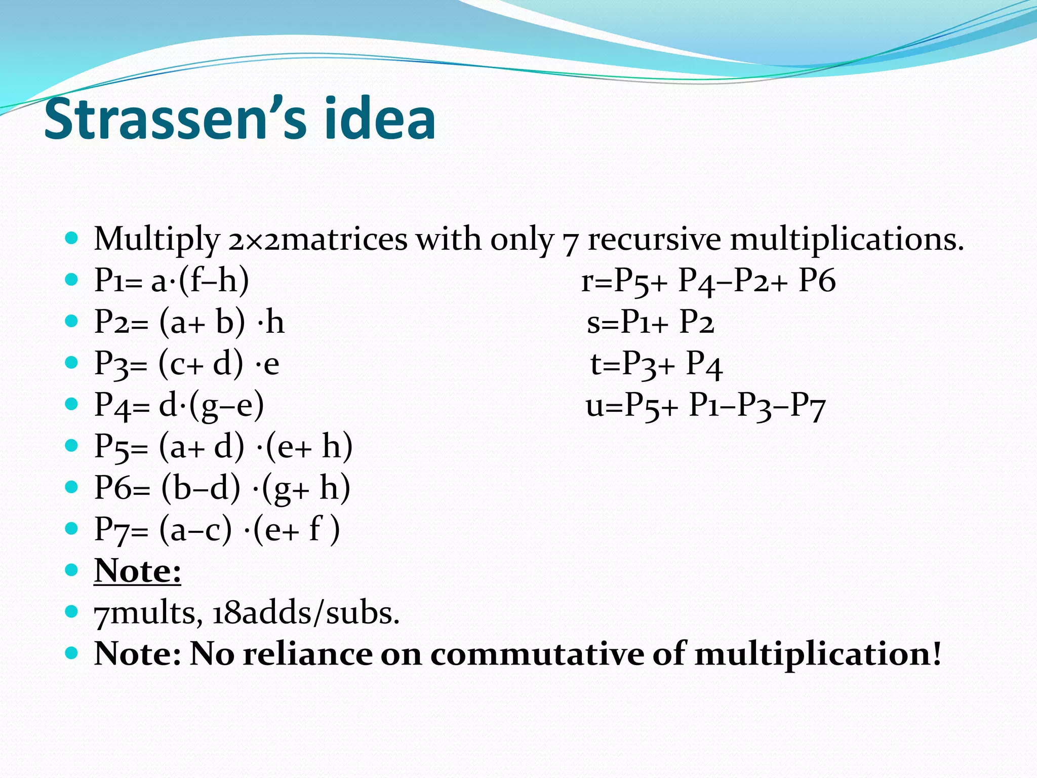 strassen matrix multiplication algorithm