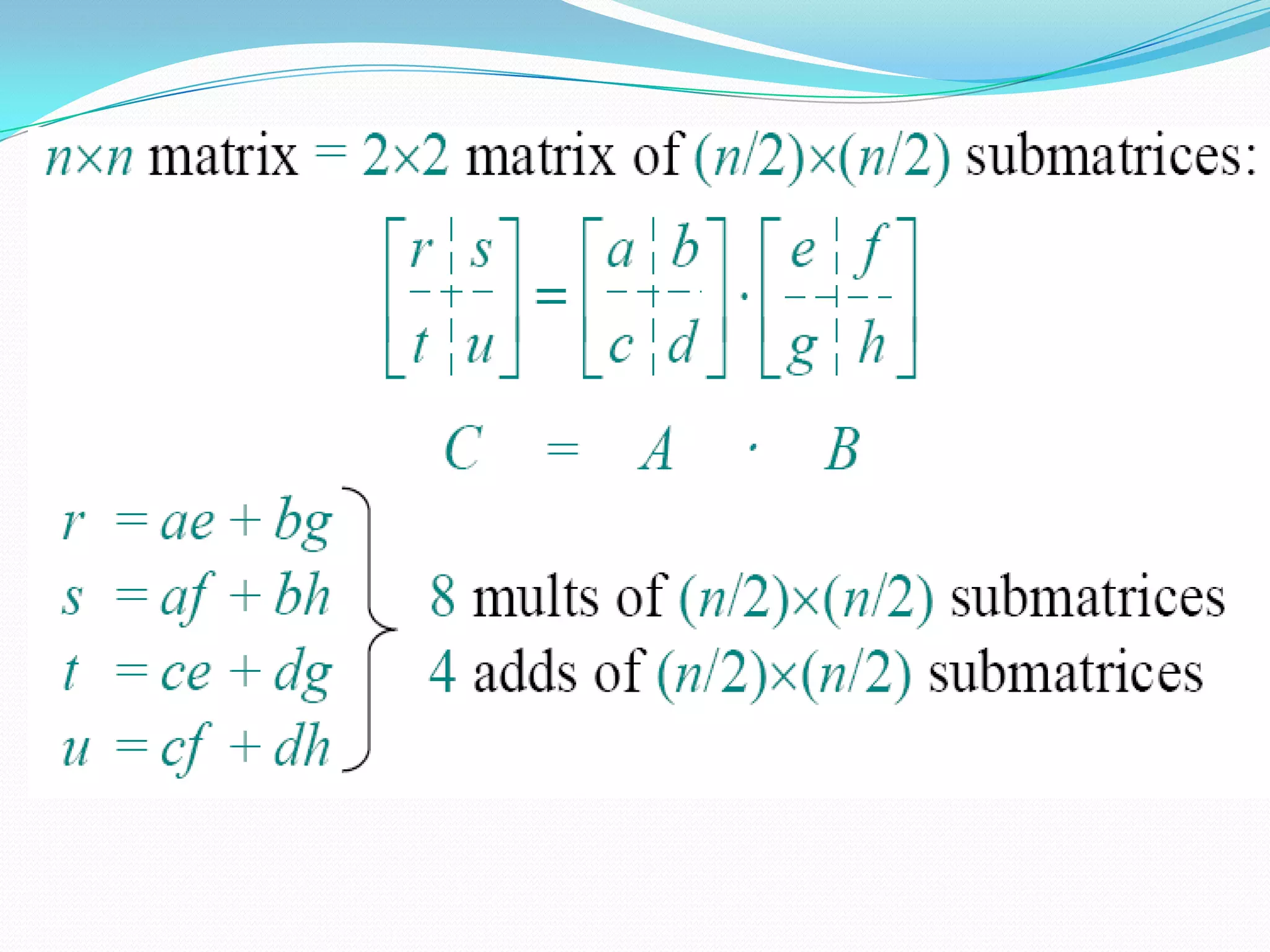strassen matrix multiplication algorithm