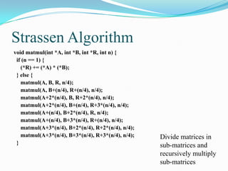 strassen matrix multiplication algorithm | PPT