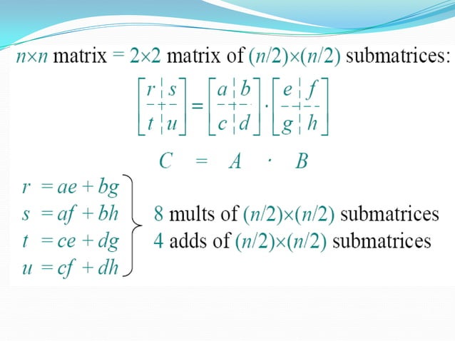 strassen matrix multiplication algorithm | PPTX