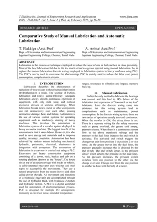 Comparative Study of Manual Lubrication and Automatic Lubrication | PDF