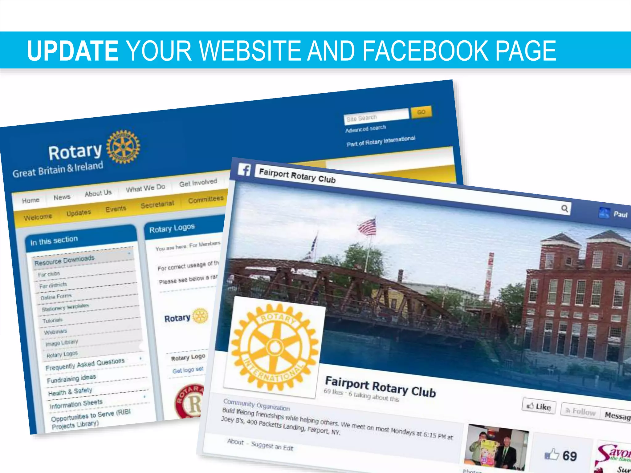 UPDATE YOUR WEBSITE AND FACEBOOK PAGE
 
