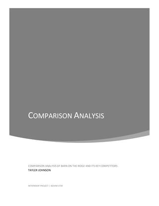 COMPARISON ANALYSIS
COMPARISON ANALYSIS OF BARN ON THE RIDGE AND ITS KEY COMPETITORS
TAYLER JOHNSON
INTERNSHIP PROJECT | AESHM 470F
 