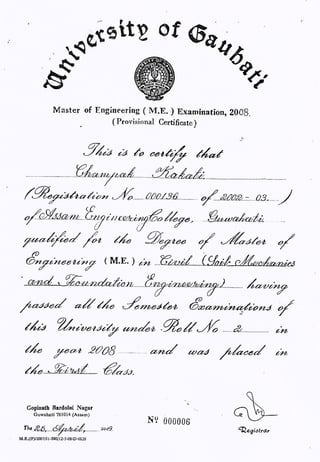 M.E. (Civil) Certificate.