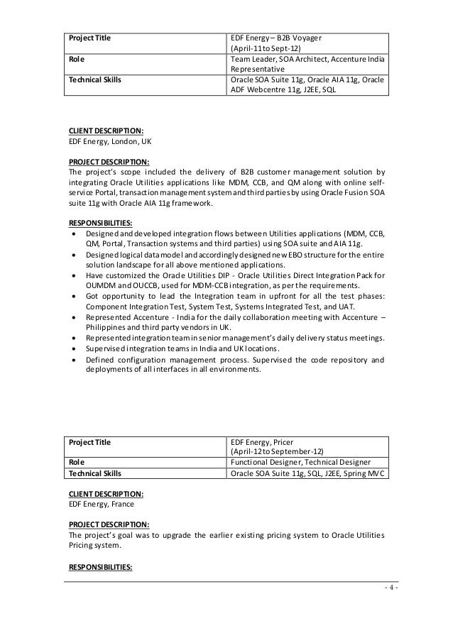 Resume soa architect