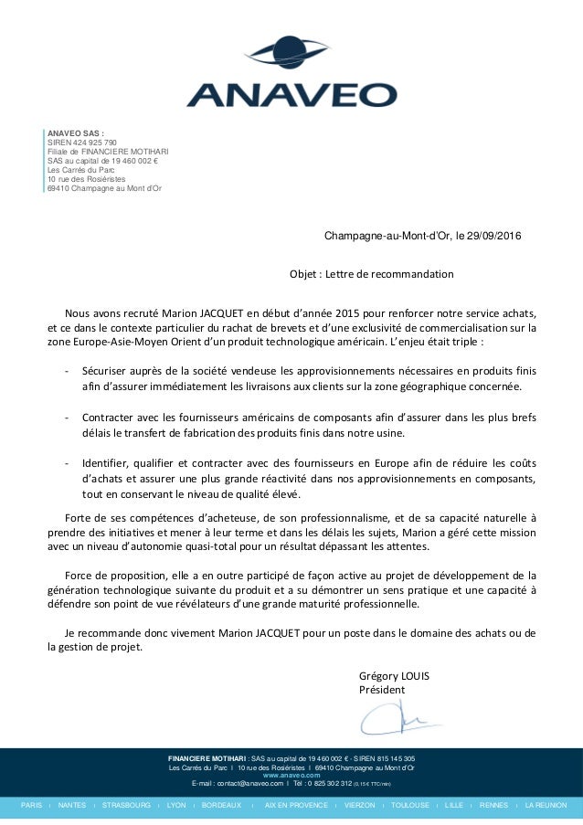 Lettre de recommandation ANAVEO G.Louis