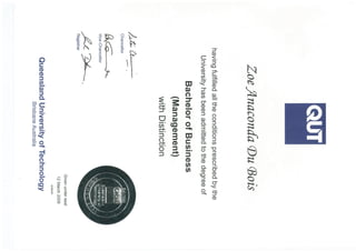 Degree in Business Management with Distinction