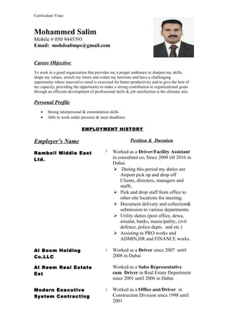mohd salim cv8 2016 | DOC