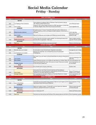 Social Media Calendar
Friday - Sunday
21
 