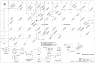 0 ISSUED FOR CONSTRUCTION 22/10/2013 BW
A ISSUED FOR APPROVAL 18/10/2013 BW
REV DESCRIPTION DATE BY
CUSTOMER:
DRAWN BY: DATE: (D/M/Y)
PROJECT:
DWG#
CANBIAN
BW 08/10/13
ROYAL NORTH CENTER
EM1
CHECKED BY:DATE: (D/M/Y)
IC3D
REV#
0HOLES: 13/16" Ø U.N.O.
PAINT: JOB#
1112
ALL STEEL CRAFT
PHONE: (780) 478-6668 FAX: (780) 478-6677
FABRICATORS LTD.
3
4
1
2
A
6
5
EDCB KJHGF
DETAIL 5CX2
(10 LOCATIONS)
DETAIL 5BX2
(16 LOCATIONS)
DETAIL 5B2
(4 LOCATIONS)
DETAIL 5C2
(8 LOCATIONS)
DETAIL 6A
(12 LOCATIONS)
DETAIL 6AX
(2 LOCATIONS)
DETAIL 5B
(4 LOCATIONS)
DETAIL 5BX
(2 LOCATIONS)
DETAIL 5C
(4 LOCATIONS)
A - A
DETAIL 5C3
(ONE LOCATION)
B - B
C - C
SSPC-SP3, SHOP GREY PRIMER U/ N
CUST REF DWG: S1- S7 R0
7
18'-2
20'-0
SEE DWG EM2
NOTES:
1) TOP OF CONCRETE SLAB ELEV= 100'-0
2) SEE PLAN FOR BASE PLATE DETAIL MARK
3) SEE DWG'S EM2 & EM3 FOR U/SIDE BASE PLATE ELEV'S
4) SEE PLANS FOR X, Y COORDINATES (ORIGIN GRID 6/A)
5) ALL ANCHOR BOLTS ASTM F1554-36
ANCHOR BOLT & FOUNDATION PLAN
H
SS5X5X3
8/
(C
5.6
)
SEE
D
ETAIL
5BX2
X=
107'-5
Y=
74'-11
H
SS6X6X1
4/
(C
6.4
)
SEE
D
ETAIL
6A
X=
23'-3
Y=
25'-7
H
SS6X6X1
4/
(C
6.4
)
SEE
D
ETAIL
6A
X=
23'-3
Y=
7'-7
H
SS5X5X3
16
/
(C
5.3
)
SEE
D
ETAIL
5C
2
X=
46'-3
Y=
7'-7
H
SS6X6X1
4/
(C
6.4
)
SEE
D
ETAIL
6A
X=
46'-3
Y=
25'-7
H
SS6X6X1
4/
(C
6.4
)
SEE
D
ETAIL
6A
X=
46'-3
Y=
50'-3
H
SS5X5X3
16
/
(C
5.3
)
SEE
D
ETAIL
5B2
X=
0'-7
Y=
25'-7
H
SS5X5X3
16
/
(C
5.3
)
SEE
D
ETAIL
5C
2
X=
69'-3
Y=
7'-7
H
SS5X5X3
8/
(C
5.6
)
SEE
D
ETAIL
5C
X2
X=
69'-3
Y=
15'-7
H
SS5X5X3
8/
(C
5.6
)
SEE
D
ETAIL
5BX2
X=
89'-3
Y=
15'-7
H
SS5X5X3
8/
(C
5.6
)
SEE
D
ETAIL
5BX2
X=
83'-10
Y=
15'-7
H
SS6X6X3
8/
(C
6.6
)
SEE
D
ETAIL
6AX
X=
89'-3
Y=
25'-7
H
SS6X6X3
8/
(C
6.6
)
SEE
D
ETAIL
6AX
X=
69'-3
Y=
25'-7
H
SS6X6X1
4/
(C
6.4
)
SEE
D
ETAIL
6A
X=
69'-3
Y=
50'-3
H
SS6X6X1
4/
(C
6.4
)
SEE
D
ETAIL
6A
X=
89'-3
Y=
50'-3
H
SS5X5X3
8/
(C
5.6
)
SEE
D
ETAIL
5BX2
X=
48'-1
Y=
74'-11
H
SS5X5X3
8/
(C
5.6
)
SEE
D
ETAIL
5BX2
X=
44'-5
Y=
74'-11
H
SS5X5X3
16
/
(C
5.3
)
SEE
D
ETAIL
5B
X=
89'-3
Y=
74'-4
H
SS5X5X3
8/
(C
5.6
)
SEE
D
ETAIL
5BX
X=
79'-2
Y=
74'-4
H
SS5X5X3
8/
(C
5.6
)
SEE
D
ETAIL
5C
X2
X=
79'-2
Y=
79'-8
H
SS5X5X3
8/
(C
5.6
)
SEE
D
ETAIL
5C
X2
X=
67'-4
Y=
74'-11
H
SS5X5X3
8/
(C
5.6
)
SEE
D
ETAIL
5C
X2
X=
67'-4
Y=
79'-8
7
24'-8
6'-5
21'-2
23'-0
725'-08'-0
25'-3
H
SS5X5X3
8/
(C
5.6
)
SEE
D
ETAIL
5BX2
X=
0'-7
Y=
42'-3
H
SS5X5X3
16
/
(C
5.3
)
SEE
D
ETAIL
5C
X=
69'-3
Y=
51'-43
4/
H
SS5X5X3
16
/
(C
5.3
)
SEE
D
ETAIL
5B2
X=
23'-3
Y=
0'-7
H
SS5X5X3
16
/
(C
5.3
)
SEE
D
ETAIL
5C
2
X=
46'-3
Y=
0'-7
H
SS6X6X1
4/
(C
6.4
)
SEE
D
ETAIL
6A
X=
23'-3
Y=
50'-3
7'-018'-0
7 8'-0 14'-8
16'-8
7'-08'-010'-0
GRID LINE 6/A
(X=0 Y=0)
H
SS5X5X3
8/
(C
5.6
)
SEE
D
ETAIL
5C
X2
X=
0'-7
Y=
0'-7
H
SS5X5X3
8/
(C
5.6
)
SEE
D
ETAIL
5BX2
X=
8'-7
Y=
0'-7
24'-8
7 3'-0 19'-8
23'-3
30'-9
7
25'-35'-6
H
SS5X5X3
8/
(C
5.6
)
SEE
D
ETAIL
5BX2
X=
0'-7
Y=
50'-3
H
SS5X5X3
8/
(C
5.6
)
SEE
D
ETAIL
5BX
X=
23'-3
Y=
74'-11
H
SS5X5X3
8/
(C
5.6
)
SEE
D
ETAIL
5BX2
X=
23'-3
Y=
81'-0
H
SS5X5X3
8/
(C
5.6
)
SEE
D
ETAIL
5C
X2
X=
0'-7
Y=
81'-0
H
SS5X5X3
8/
(C
5.6
)
SEE
D
ETAIL
5BX2
X=
3'-7
Y=
81'-0
7
14'-7 5'-5
8'-0
7
7
3
1'-134/9'-015'-114/
1'-11
1'-10 1'-10
11'-10
4'-9
23'-0
4'-2
H
SS5X5X3
16
/
(C
5.3
)
SEE
D
ETAIL
5C
3
X=
75'-8
Y=
51'-43
4/
H
SS5X5X3
16
/
(C
5.3
)
SEE
D
ETAIL
5C
X=
69'-3
Y=
60'-43
4/
H
SS5X5X3
16
/
(C
5.3
)
SEE
D
ETAIL
5C
X=
75'-8
Y=
60'-43
4/
3'-8 19'-3
7
7
6'-5
9'-11
10'-1
5'-4
20'-0
1'-2
15'-0
7
4'-0
6'-612/
18'-112/8'-0
3'-6
2'-0
23'-0
H
SS5X5X3
8/
(C
5.6
)
SEE
D
ETAIL
5BX2
X=
153'-3
Y=
79'-0
H
SS5X5X3
8/
(C
5.6
)
SEE
D
ETAIL
5BX2
X=
201'-11
Y=
43'-81
2/
H
SS5X5X3
8/
(C
5.6
)
SEE
D
ETAIL
5C
X2
X=
201'-11
Y=
51'-81
2/
H
SS5X5X3
8/
(C
5.6
)
SEE
D
ETAIL
5BX2
X=
178'-3
Y=
25'-7
H
SS6X6X1
4/
(C
6.4
)
SEE
D
ETAIL
6A
X=
178'-3
Y=
50'-3
H
SS5X5X3
16
/
(C
5.3
)
SEE
D
ETAIL
5B
X=
178'-3
Y=
72'-5
H
SS5X5X3
16
/
(C
5.3
)
SEE
D
ETAIL
5C
X=
199'-4
Y=
72'-5
H
SS5X5X3
16
/
(C
5.3
)
SEE
D
ETAIL
5B
X=
199'-4
Y=
51'-81
2/
H
SS5X5X3
16
/
(C
5.3
)
SEE
D
ETAIL
5B2
X=
178'-3
Y=
79'-0
H
SS5X5X3
16
/
(C
5.3
)
SEE
D
ETAIL
5C
2
X=
132'-3
Y=
17'-7
H
SS5X5X3
16
/
(C
5.3
)
SEE
D
ETAIL
5C
2
X=
132'-3
Y=
25'-7
H
SS6X6X1
4/
(C
6.4
)
SEE
D
ETAIL
6A
X=
132'-3
Y=
50'-3
H
SS5X5X3
16
/
(C
5.3
)
SEE
D
ETAIL
5B2
X=
155'-3
Y=
25'-7
H
SS5X5X3
8/
(C
5.6
)
SEE
D
ETAIL
5BX2
X=
170'-3
Y=
25'-7
H
SS6X6X1
4/
(C
6.4
)
SEE
D
ETAIL
6A
X=
155'-3
Y=
50'-3
H
SS5X5X3
8/
(C
5.6
)
SEE
D
ETAIL
5C
X2
X=
132'-3
Y=
74'-11
H
SS5X5X3
8/
(C
5.6
)
SEE
D
ETAIL
5C
X2
X=
132'-3
Y=
79'-0
H
SS5X5X3
16
/
(C
5.3
)
SEE
D
ETAIL
5C
2
X=
109'-3
Y=
15'-7
H
SS5X5X3
16
/
(C
5.3
)
SEE
D
ETAIL
5C
2
X=
109'-3
Y=
17'-7
H
SS6X6X1
4/
(C
6.4
)
SEE
D
ETAIL
6A
X=
109'-3
Y=
25'-7
H
SS6X6X1
4/
(C
6.4
)
SEE
D
ETAIL
6A
X=
109'-3
Y=
50'-3
H
SS5X5X3
8/
(C
5.6
)
SEE
D
ETAIL
5BX2
X=
111'-1
Y=
74'-11
H
SS5X5X3
16
/
(C
5.3
)
SEE
D
ETAIL
5B
X=
109'-3
Y=
74'-4
H
SS5X5X3
8/
(C
5.6
)
SEE
D
ETAIL
5C
X2
X=
111'-3
Y=
79'-8
73
72'-0
2'-78'-0
SEE DWG EM3
21'-0
2'-0
1'-10 1'-10
23'-0
3'-10
74'-2
2'-0
74'-9
21'-0
4'-1
73'-6
23'-0
8'-0 23'-8 7
7
H
SS5X5X3
16
/
(C
5.3
)
SEE
D
ETAIL
5C
2
X=
201'-11
Y=
25'-7
21'-1
20'-812/3'-1
6'-7
3'-13'-6
24'-3
H
SS5X5X3
8/
(C
5.6
)
SEE
D
ETAIL
5BX2
X=
157'-3
Y=
79'-0
21'-0
2'-7 7
1'-512/
3'-2
412/2
412/ 2
3234/
3 234/
A A
2- AB2
PL1"X9 12/ X 0'-9 12/
412/ 412/
A A
2- AB2PL1"X6 X 1'-1
4 4
B B
2- AB1PL34/ "X6 X 0'-11
112/ 4
3 3
4112/
33
B B
2- AB1
PL34/ "X8 12/ X 0'-8 12/
44
4 4
PL34/ "X11 X 0'-11 4- AB1
412/412/
412/ 412/
A A
4- AB2
PL1"X13 X 1'-1
44
112/ 112/
B
B
4- AB1
PL34/ "X6 X 0'-11
134/ 134/
412/412/
4- AB2
A
APL1"X7 12/ X 1'-1
112/43
3 4 112/
112/3112/
112/
112/ 3 112/
112/
4- AB1
PL34/ "X8 12/ X 0'-8 12/
1'-812/
412/PROJ
1GROUT
TYP ANCHOR SETTING FOR AB2
SEE DETAILS FOR QTY REQ'D
& BOLT PATTERN DIM'S
AB2 - ROD1 14/ X 1'-8 12/
SEE DETAIL
FOR PL SIZE
SEE PLAN
FOR SIZE
112/
112/ 4 3
112/ 3 112/
345
112/3112/
112/
C
C
4- AB1
PL34/ "X8 12/ X 1'-0
H
SS5X5X3
16
/
SH
O
P
W
ELD
ED
ELEVATO
R
FR
AM
E
H
SS5X5X3
8/
1'-4
312/
4PROJ
1GROUT
TYP ANCHOR SETTING FOR AB1
SEE DETAILS FOR QTY REQ'D
& BOLT PATTERN DIM'S
AB1 - ROD34/ X 1'-6 14/
SEE DETAIL
FOR PL SIZE
SEE PLAN
FOR SIZE
138/
158/ 4
312/
6
4
4PROJ
1GROUT
L4X4X38/
AB1 - ROD34/ X 1'-6 14/
HSS5X5X316/HSS5X5X38/
ELEVATOR
DOOR FRAME
 