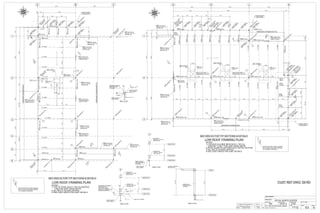 CUSTOMER:
DRAWN BY: DATE: (D/M/Y)
PROJECT:
DWG#
CANBIAN
BW 18/10/13
ROYAL NORTH CENTER
E3
CHECKED BY:DATE: (D/M/Y)
IC3D
REV#
0HOLES: 13/16" Ø U.N.O.
PAINT: SSPC-SP3,SHOP GREY PRIMER JOB#
1112
ALL STEEL CRAFT
PHONE: (780) 478-6668 FAX: (780) 478-6677
FABRICATORS LTD.
0 ISSUED FOR CONSTRUCTION 25/11/13
A ISSUED FOR APPROVAL 31/10/13
REV DESCRIPTION DATE BY
6
CBA
1
2
3
4
5
D
E2
1
2
3
G
C
KJH
SECT. B / E3
122'-0"1/2
119'-5"1/2
118'-4"1/2
G
SECT. C / E3
122'-0"1/2
119'-5"1/2
118'-4"1/2
B
SECT. A / E3
124'-0
118'-4"1/2
SECT. D / E3
CUST REF DWG: S5 R0
7
7 8'-0 14'-8
A
E2
C
2
H
SS5X5X3
16
/
H
SS5X5X3
8/
(F1
)
F1
C
O
L
BEN
T
H
SS5X5X3
8/
C
6
H
SS5X5X3
16
/
SEE DWG E2 FOR TYP SECTIONS & DETAILS
LOW ROOF FRAMING PLAN
NOTES:
1) TOP OF STEEL ELEV= 118'-4 12/ U/NOTED
(-338/ ) FOR JOIST SHOE DEPTH
2) ALL BOLTS 34/ A325 U/NOTED
3) SEE JOIST DWG'S FOR JOIST DETAILS
25'-0316/16'-71316/8'-030'-9
25'-35'-6
1'-15'-0
6'-2
LOOSEDECKLLINLENGTH=66'-1012/
7
LOOSEDECKLLINLENGTH=80'-5
59 PL14/ "X6
B
H
SS4X4X3
16
/
PO
ST
(ABO
VE)
B
E2
H
SS4X4X3
16
/
PO
ST
(ABO
VE)
M2 LOOSE DECK
L4X4X14/ FIELD CUT
& WELD TO SUIT
H
SS5X5X3
8/
(F2
)
7'-08'-010'-025'-3
B
11'-4 11'-4
6'-2
A
E2
6'-0
TJ
TJ
C
3
H
SS6X6X1
4/
C
4
H
SS6X6X1
4/
B14W14X22(-338/)
B7 W14X22
B11 W14X22
B1W16X26(-338/)C
1
H
SS5X5X3
16
/
B15 HSS7X5X38/
TOS EL= 119'-512/
SEE DWG E6
M2 LOOSE DECK
L4X4X14/ FIELD CUT
& WELD TO SUIT
16"_OWSJ
16"_OWSJ
16"_OWSJ
16"_OWSJ
W14X22 ( F1 )
B12W14X22
B38 W8X18
B32 W12X19
B31 W8X18
16"_OWSJ
3'-63'-66'-06'-06'-2
TJ
1'-614/
3'-4
1'-114/
6'-26'-26'-112/6'-212/
F27 C4X4.5
( RTU-1 )
DET. RTU-1
E11
M3 LADDER
SEE DWG E14
58 PL14/ "X6
A
TJTJ
C
5
H
SS6X6X1
4/
B18W16X36(-338/)
B2W14X22(-338/)
F2
C
O
L
BEN
T
H
SS5X5X3
8/
B19 HSS7X5X38/
TOS EL= 119'-512/
SEE DWG E6
M2 LOOSE DECK
L4X4X14/ FIELD CUT
& WELD TO SUIT
16"_OWSJ
16"_OWSJ
16"_OWSJ
W14X22(F2)(-338/)
M2 LOOSE DECK
L4X4X14/ FIELD CUT
& WELD TO SUIT
16"_OWSJ
16"_OWSJ
1'-614/
A
E2
C
8
H
SS6X6X1
4/
C
7
H
SS5X5X3
16
/
B39 HSS7X5X38/
TOS EL= 119'-512/
SEE DWG E6
B42W14X22
F6 HSS7X5X38/
TOS EL= 116'-1112/
SEE DWG E6
C
9
H
SS6X6X1
4/
5'-8 5'-8
6'-2
1'-05'-1
23'-3 23'-0
3'-0 19'-8
CANOPY ABOVE
SEE DWG E8
B3W18X40(-338/)
H
SS5X5X3
8/
F5
C
O
L
BEN
T
H
SS5X5X3
8/
H
SS5X5X3
8/
(F5
)
B22W16X36(-338/)
B6 W14X22
B23 HSS7X5X38/
TOS EL= 119'-512/
SEE DWG E6
16"_OWSJ
B4 W14X22
H
SS4X4X3
16
/
PO
ST
(ABO
VE)
B28 HSS7X5X38/
TOS EL= 116'-1112/
SEE DWG E6
B10 W14X22
H
SS5X5X3
8/
(F3
)
F3
C
O
L
BEN
T
H
SS5X5X3
8/
F4
H
SS5X5X3
8/
H
SS4X4X3
16
/
PO
ST
(ABO
VE)
H
SS4X4X3
16
/
PO
ST
(ABO
VE)
B5W14X22
W14X22
B8W14X22
H
SS4X4X3
16
/
PO
ST
(ABO
VE)
H
SS4X4X3
16
/
PO
ST
(ABO
VE)
B8W14X22
B47 HSS7X5X38/
TOS EL= 116'-1112/
SEE DWG E6
5'-8
5'-9
21'-0
4'-6
LOOSE DECK L LIN LENGTH= 69'-3
23'-0
M3 LADDER
SEE DWG E14
F13
C
O
L
BEN
T
H
SS5X5X3
8/
H
SS4X4X3
16
/
PO
ST
(ABO
VE)
B148
W14X22
C
32
H
SS5X5X3
16
/
24'-8
25'-3
B23 HSS7X5X38/
TOS EL= 119'-512/
SEE DWG E6
724'-8
25'-3
B23 HSS7X5X38/
TOS EL= 119'-512/
SEE DWG E6
B144W14X22
B59 HSS5X5X14/
TOS EL= 116'-1112/
SEE DWG 56
C
33
H
SS6X6X1
4/
1'-03'-1
4'-1
3'-6
H
SS5X5X3
8/
(F13
)
B144W14X22
B28 HSS7X5X38/
TOS EL= 116'-1112/
SEE DWG E6
3'-1
5'-11
20'-112'-1012/
2'-7
5'-6
24'-3
H
SS4X4X3
16
/
PO
ST
(ABO
VE)
H
SS4X4X3
16
/
PO
ST
(ABO
VE)
18"_OWSJ
B172W8X18
C
39
H
SS5X5X3
16
/
C
40
H
SS5X5X3
16
/
6
5'-9
15'-0
DET. RTU-7
E11
F42 C4X4.5
( RTU-7 )
SEE DWG E2 FOR TYP SECTIONS & DETAILS
LOW ROOF FRAMING PLAN
NOTES:
1) TOS ELEV & U/SIDE DECK ELEV= 118'-412/
U/NOTED "(-338/ )"" FOR JOIST SHOE DEPTH
2) ROOF SLOPE & LOW POINT ELEV NOTED ON PLAN
3) ALL BOLTS 34/ A325 U/NOTED
4) SEE JOIST DWG'S FOR JOIST DETAILS
B171
W14X22
M2 LOOSE DECK
L4X4X14/ FIELD CUT
& WELD TO SUIT
TJ
B158 W8X18 (-338/ )
C
34
H
SS5X5X3
16
/
B153 W16X26 (-338/ )
6
5'-0
DET. RTU-6
E11
F41 C4X4.5
( RTU-6 )
ROOF lLOW POINT -3
U/S DECK EL= 118'-1 12/
TJ
18"_OWSJ
18"_OWSJ
18"_OWSJ
18"_OWSJ
18"_OWSJ
18"_OWSJ
18"_OWSJ
B159 W16X36 (-338/ )
C
35
H
SS6X6X1
4/
B154 W18X40 (-338/ )
4'-6 4'-6 4'-6
3'-012/
5'-9 5'-9
3'-012/
5
8'-0 18'-2
W14X22 ( F15 ) (-338/ )
F15
C
O
L
BEN
T
H
SS5X5X3
8/
H
SS5X5X3
8/
(F15
)
TJ
B166 W14X22 (-338/ )
3'-012/
6
5'-9 5'-11 5'-11 5'-11
DET. RTU-8
E11
F43 C4X4.5
( RTU-8 )
TJ
ROOF lLOW POINT -3
U/S DECK EL= 118'-1 12/
TJ
18"_OWSJ
18"_OWSJ
18"_OWSJ
18"_OWSJ
B173
W8X18
B170
W14X22
B169
W14X22
B168W14X22
B167 W16X36 (-338/ )
C
36
H
SS6X6X1
4/
5'-9 11'-6
25'-0 21'-2
712/
2'-0
23'-0
H
SS4X4X3
16
/
PO
ST
(ABO
VE)
H
SS4X4X3
16
/
PO
ST
(ABO
VE)
H
SS4X4X3
16
/
PO
ST
(ABO
VE)
H
SS4X4X3
16
/
PO
ST
(ABO
VE)
H
SS4X4X3
16
/
PO
ST
(ABO
VE)
H
SS4X4X3
16
/
PO
ST
(ABO
VE)
H
SS4X4X3
16
/
PO
ST
(ABO
VE)
H
SS4X4X3
16
/
PO
ST
(ABO
VE)
H
SS4X4X3
16
/
PO
ST
(ABO
VE)
CANOPY ABOVE
SEE DWG E8
D
E2
B
E2
A
E2
M2 LOOSE DECK
L4X4X14/ FIELD CUT
& WELD TO SUIT
W14X22
H
SS5X5X3
8/
(F14
)
F14
C
O
L
BEN
T
H
SS5X5X3
8/
TJ
18"_OWSJ
18"_OWSJ
18"_OWSJ
C
38
H
SS5X5X3
16
/
B161 W14X22 B164 W14X22
B163 W14X22
B165 W14X22 (-338/ )
B156W14X22
C
37
H
SS5X5X3
16
/
B162W14X22
B157W14X22
B157W14X22
B152 W14X22
B155W14X22
B155W14X22
B150W14X22
B149W14X22
5'-9 5'-9
LOOSE DECK L LIN LENGTH= 20'-11 78/
6'-6
1'-512/
6'-75'-012/
18'-112/8'-0
7
7
CANOPY ABOVE
SEE DWG E8
D
E2
H
SS4X4X3
16
/
PO
ST
(ABO
VE)
H
SS4X4X3
16
/
PO
ST
(ABO
VE)
H
SS5X5X3
8/
(F16
)
H
SS4X4X3
16
/
PO
ST
(ABO
VE)
F16
C
O
L
BEN
T
H
SS5X5X3
8/
H
SS4X4X3
16
/
PO
ST
(ABO
VE)
W14X22
H
SS4X4X3
16
/
PO
ST
(ABO
VE)
B174W14X22C
41
H
SS5X5X3
16
/
338/
3
SEE PLAN FOR
SIZE & MARK
SEE PLAN FOR
SIZE & MARK
M2 DECK L4X4X14/
SHOP WELDED
TO BEAM
WT4X9
1'-12'-7
SEE PLAN FOR
SIZE & MARK
HSS7X5X38/
U/SIDE EL= 122'-012/
SEE DWG E6
DECK L4X4X14/
SHOP WELDED
TO BEAM
HSS7X5X38/
TOS EL= 119'-512/
SEE DWG E6
338/
3
2'-71'-1
OWSJ (BY OTHERS)
HSS7X5X38/
TOS EL= 119'-512/
SEE DWG E6
SEE PLAN FOR
SIZE & MARK
LOOSE DECK L4X4X14/
SEE PLAN FOR
LIN LENGTH REQ'D
FIELD CUT FROM STOCK
LENGTHS AS REQ'D
HSS7X5X38/
U/SIDE EL= 122'-012/
SEE DWG E6
5'-712/
5'-1112/
HSS4X4X316/
SHOP WELDED
TO BEAM
CANOPY FRAMING
SEE DWG Exx
 