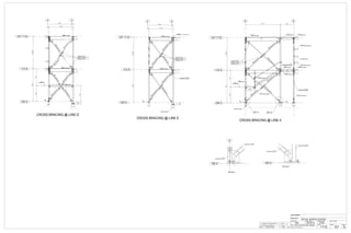 CUSTOMER:
DRAWN BY: DATE: (D/M/Y)
PROJECT:
DWG#
CANBIAN
BW 25/10/13
ROYAL NORTH CENTER
E7
CHECKED BY:DATE: (D/M/Y)
IC3D
REV#
0HOLES: 13/16" Ø U.N.O.
PAINT: SSPC-SP3,SHOP GREY PRIMER JOB#
1112
ALL STEEL CRAFT
PHONE: (780) 478-6668 FAX: (780) 478-6677
FABRICATORS LTD.
0 ISSUED FOR CONSTRUCTION 25/11/13
A ISSUED FOR APPROVAL 31/10/13
REV DESCRIPTION DATE BY
127'-1"1/2
113'-8
100'-0
ED
DET. A DET. B
127'-1"1/2
113'-8
100'-0
4 3
100'-0
127'-1"1/2
113'-8
4 3
100'-0
D
DETAIL A
100'-0
DETAIL B
7'-0
14'-7
13'-8
FIELD NOTE:
BRACE CONN PL
ON NS (TYP)
CROSS BRACING @ LINE 4
C17 HSS3X3X38/
C16 HSS3X3X38/
B102 W8X18
V9
HSS4X4X
1 4/
B103 W8X18
6'-8
+106'-8
GRADE BEAM
V8
HSS4X4X
1 4/
5
3'-11
B69 W8X10
13'-512/
B88 W16X26
V9
HSS4X4X
1 4/
5
HSS5X5X38/ C20
V12
HSS4X4X
1 4/
V13 HSS4X4X14/
V11
HSS4X4X 1
4/
5'-5
V10
HSS4X4X 1
4/
HSS5X5X38/ C19
B116 W16X26
B117 HSS7X5X38/
F10 HSS7X5X38/
HSS5X5X316/
B118 W8X18
B97 W8X18
10'-0
10'-0
13'-813'-512/
FIELD NOTE:
BRACE CONN PL
ON NS (TYP)
CROSS BRACING @ LINE E
B105 W16X26
V14HSS4X4X
14/
V4HSS4X4X
14/
B179 W16X26
GRADE BEAM
V15
HSS4X4X1
4/
V5
HSS4X4X1
4/
5
V13
HSS4X4X1
4/
7
V3
HSS4X4X1
4/
HSS6X6X38/ C21
5
7
Z469 PL7 14/ "X157 12/
10'-0 7
7 10'-0
13'-512/
CROSS BRACING @ LINE D
B62 W16X26
B63 W16X26
V1
HSS4X4X1
4/
V5
HSS4X4X1
4/
6'-87'-0
13'-8
+106'-8
V6
HSS4X4X1
4/
5
V2HSS4X4X
14/
V4HSS4X4X
14/
V3
HSS4X4X1
4/
7'-8
B61 W8X10
V7HSS4X4X
14/
5
FIELD NOTE:
BRACE CONN PL
ON NS (TYP)
HSS5X5X38/ C11
HSS4X4X14/ V8
HSS4X4X14/ V11
HSS5X5X38/ C19
 