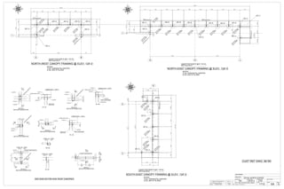 CUSTOMER:
DRAWN BY: DATE: (D/M/Y)
PROJECT:
DWG#
CANBIAN
BW 29/10/13
ROYAL NORTH CENTER
E8
CHECKED BY:DATE: (D/M/Y)
IC3D
REV#
0HOLES: 13/16" Ø U.N.O.
PAINT: SSPC-SP3,SHOP GREY PRIMER JOB#
1112
ALL STEEL CRAFT
PHONE: (780) 478-6668 FAX: (780) 478-6677
FABRICATORS LTD.
0 ISSUED FOR CONSTRUCTION 25/11/13
A ISSUED FOR APPROVAL 31/10/13
REV DESCRIPTION DATE BY
A
1
B
DET. B
1
DET. BDET. B
DET. D
DET. A
G
DET. A
DET. C
DET. BDET. BDET. B
JH
DET. D
DET. A
DET. B
DET. B
DET. B
DET. ADET. C
2
3
K
DETAIL A
SEE PLAN FOR ORIENTATION
DETAIL B
SEE PLAN FOR ORIENTATION
DETAIL C
SEE PLAN FOR ORIENTATION
DETAIL D
SEE PLAN FOR ORIENTATION
B1 - B1
D1 - D1
A1 - A1
DETAIL E
SEE PLAN FOR ORIENTATION
E2 - E2
E1 - E1
E2
E2
DETAIL F
SEE PLAN FOR ORIENTATION
CUST REF DWG: S6 R0
SEE DWG E9 FOR HIGH ROOF CANOPIES
5'-6
3'-1 5'-8 5'-8 5'-8 5'-8 5'-1
57'-11
5'-12'-10
6
9'-2
1'-45'-02'-10
30'-10
2'-6 23'-3 5'-1
PL38/ "X3
CANOPY POST BASE PL @ EL. 118'-412/
SEE PLAN ON E3
DET. ADET. BDET. B
NOTES:
1) ALL HSS4X4X316/ U/NOTED
2) ALL BOLTS 34/ A325
NORTH-WEST CANOPY FRAMING @ ELEV. 124'-0
DET. D
DET. C
DET. B
DET. A
H
SS5X5X3
8/
(F4
)
H
SS4X4X3
16
/
(BELO
W
)F4
H
SS4X4X3
16
/
(BELO
W
)B10
H
SS4X4X3
16
/
(BELO
W
)B10
H
SS4X4X3
16
/
(BELO
W
)B10
H
SS4X4X3
16
/
(BELO
W
)F3
H
SS4X4X3
16
/
(BELO
W
)F4
H
SS4X4X3
16
/
(BELO
W
)B3
F17 HSS4X4X316/
7
1'-0
5'-9
56'-2
23'-0
DET. E
NOTES:
1) ALL HSS4X4X316/ U/NOTED
2) ALL BOLTS 34/ A325
NORTH-EAST CANOPY FRAMING @ ELEV. 124'-0
CANOPY POST BASE PL @ EL. 118'-412/
SEE PLAN ON E3
H
SS4X4X3
16
/
(BELO
W
)F14
1'-0
55'-11
3'-12'-10
3'-6
5'-1 5'-9 5'-9 5'-9
H
SS5X5X3
8/
(F13
)
F23 HSS4X4X316/
H
SS4X4X3
16
/
(BELO
W
)F13
H
SS4X4X3
16
/
(BELO
W
)F13
H
SS4X4X3
16
/
(BELO
W
)B152
H
SS4X4X3
16
/
(BELO
W
)B152
H
SS4X4X3
16
/
(BELO
W
)B152
2'-512/
2'-1012/5'-1112/2'-10
5'-9 5'-9 5'-9 5'-9 5'-1
23'-0
DET. F
F25HSS4X4X316/
F24 HSS4X4X316/
H
SS4X4X3
16
/
(BELO
W
)B164
H
SS4X4X3
16
/
(BELO
W
)B161
H
SS4X4X3
16
/
(BELO
W
)B161
H
SS4X4X3
16
/
(BELO
W
)B161
H
SS4X4X3
16
/
(BELO
W
)C
38
24'-81'-512/
26'-112/
6'-1
8'-7
5'-6 3'-1
2'-7
7
4'-10 3'-1
7'-11
2'-96'-66'-76'-76'-512/3'-1
31'-1112/
F26HSS4X4X316/
NOTES:
1) ALL HSS4X4X316/ U/NOTED
2) ALL BOLTS 34/ A325
SOUTH-EAST CANOPY FRAMING @ ELEV. 124'-0
CANOPY POST BASE PL @ EL. 118'-412/
SEE PLAN ON E3
3'-2
2'-27
H
SS4X4X3
16
/
(BELO
W
)F16
H
SS4X4X3
16
/
(BELO
W
)C
39
H
SS4X4X3
16
/
(BELO
W
)F16
H
SS4X4X3
16
/
(BELO
W
)B174
H
SS4X4X3
16
/
(BELO
W
)B174
H
SS4X4X3
16
/
(BELO
W
)C
41
H
SS4X4X3
16
/
(BELO
W
)B166
55
A1
A1
PL38/ "X3
L4X4X38/
L4X4X38/
H
SS4X4X3
16
/
(BELO
W
)
112/434/
B1
B1
PL38/ "X4
PL38/ "X3
H
SS4X4X3
16
/
(BELO
W
)
L4X4X38/
434/ 112/
PL38/ "X3
B1B1
L4X4X38/
H
SS4X4X3
16
/
(BELO
W
)
112/112/
L4X4X38/
PL38/ "X3
D1 D1
212/
U/SIDE ELEV. +124'-0
BOLT 34/ "DIA A325 6
PL38/ "X3
PL38/ "X4
L4X4X38/
HSS4X4X316/
FRAME (SEE PLAN)
212/
HSS4X4X316/
(SEE PLAN)
U/SIDE ELEV. +124'-0
BOLT 34/ "DIA A325 6
PL38/ "X3
L4X4X38/
FRAME (SEE PLAN)
212/
U/SIDE ELEV. +124'-0
PL38/ "X3
L4X4X38/L4X4X38/
FRAME (SEE PLAN)
HSS4X4X316/
(SEE PLAN)
1'-01'-0
116/FRAME
END END
FRAME
3 x BOLT 34/ "DIA A325 512/
H
SS4X4X3
16
/
(BELO
W
)
E1 E1
E2 E2
L4X3X14/
2
116/FRAME
END END
FRAME
116/FRAME
END END
FRAME
2'-0
MAX
2'-0
MAX
116/FRAME
ENDEND
FRAME
3 x BOLT 34/ "DIA A325 512/
L4X3X14/
 
