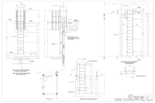 CUSTOMER:
DRAWN BY: DATE: (D/M/Y)
PROJECT:
DWG#
CANBIAN
BW 25/11/13
ROYAL NORTH CENTER
E14
CHECKED BY:DATE: (D/M/Y)
IC3D
REV#
0HOLES: 13/16" Ø U.N.O.
PAINT: SSPC-SP3,SHOP GREY PRIMER JOB#
1112
ALL STEEL CRAFT
PHONE: (780) 478-6668 FAX: (780) 478-6677
FABRICATORS LTD.
0 ISSUED FOR CONSTRUCTION 29/11/13 ISSU
A ISSUED FOR APPROVAL 25/11/13 BW
REV DESCRIPTION DATE BY
A
A
A - A
B - B
C - C
5'-6
M6 ACCESS LADDER
FRAME F8
1'-6 +/- FIELD LOCATE
9@1'-06
9'-6
ELEVATOR PIT ACCESS LADDER
CC
BB
LAG SCREW W/1/2 DIA SCREWS
INTO WOOD BLOCKING (BY OTHERS)
12/ X312/ WEDGE BOLT
(4 REQ'D IN CONC)
812/
JANITOR ROOM @ LINE 3
(LOOKING SOUTH)
FIN 2ND FLOOR
ROOF HATCH ACCESS LADDER
BB
M7 ACCESS LADDER
T.O. LADDER
T.O. RUNG
+128'-812/
+127'-112/
16"_OWSJ
+128'-0
+114'-0
1'-212/4'-04'-02'-32'-6
1'-5
(EST.T.O.PARAPET)
6516/CLEAR
2'-91316/ +/- (EST.)
5'-3 8'-5
14@1'-0
1'-712/10@1'-0
1'-112/
ONE CAGED LADDER @ GRID G/2
ONE CAGED LADDER @ GRID B/2
SLOPED ROOF
INSULATION
M3 CAGED LADDER
ROD34/
T.O. RUNG
+130'-0
514/ 2'-0 514/
1'-0
1'-412/
2'-03'-13'-12'-01112/
1'-0 1'-0
10 10
712/10'-64'-0
SIM. (LOOKING EAST)
AS SHOWN (LOOKING WEST)
U/SIDE DECK
T.O. PARAPET
+118'-412/
+133'-6
+119'-0
+129'-6
M4 L8X4X12/
2
1'-114/
2'-714/ 1'-1112/
42'-012/
612/1'-01'-0
714/ 9 714/
6 3
10'-6638/
8'-612/5'-1112/
M5 L8X4X12/
FIELD NOTE:
M9 & M10 FOR
LADDER @ LINE G
ADD CONN'S TO STUD
WALL/PARAPET AS REQ'D
(BY OTHERS)
Z BAR CONNECTORS
BY OTHERS
14/
3 SIDES
CHK`D PL38/ "X22 14/
612/
2'-012/
134/134/
1'-9
BENT PL38/ X4
LAG SCREW W/1/2 DIA SCREWS
INTO WOOD BLOCKING (BY OTHERS)
(LADDER LOCATION)
612/
1'-6
M6
 